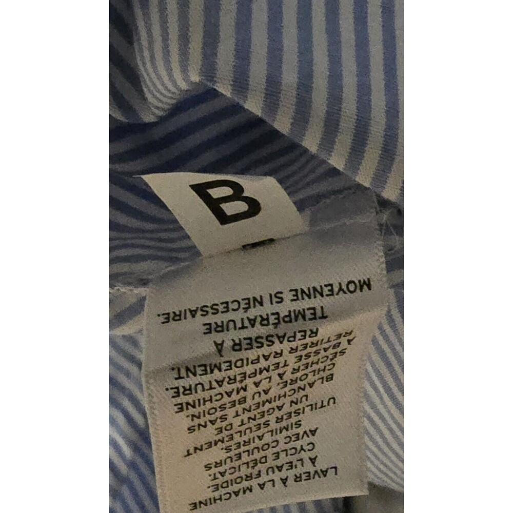 Women's SMALL Flare Sleeve V-Neck Blouse Top Shirt Blue & White Pin Stripes EUC - Picture 14 of 16